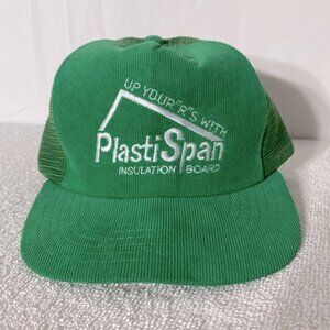 Vintage Green Corduroy PlastiSpan Mesh Back Snap Back Trucker Hat